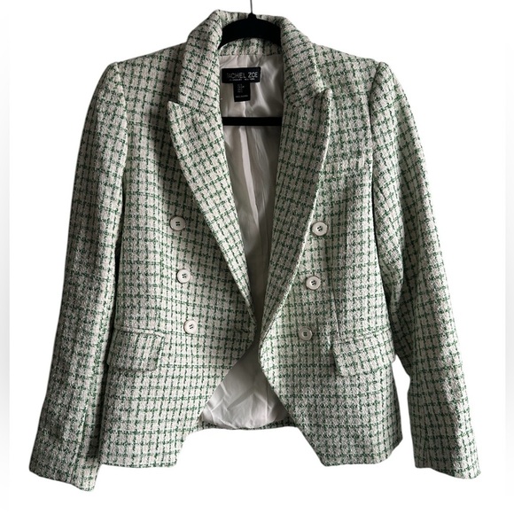 Rachel Zoe Jackets & Blazers - Rachel Zoe Green Tweed Plaid Double Breasted Blazer Size S